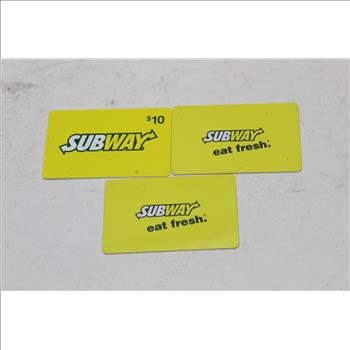 Subway Gift Cards, 3 Pieces