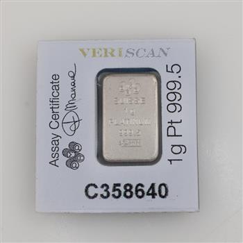 Suisse Fine Platinum 1g Bar