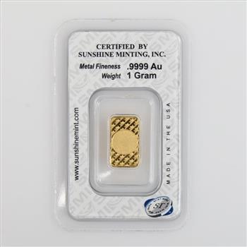 Sunshine Minting Fine Gold 1g Bar