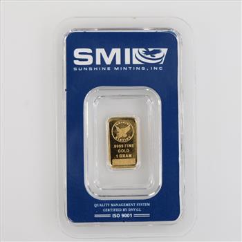 Sunshine Minting Fine Gold 1g Bar