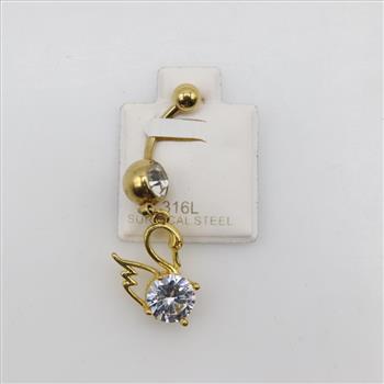 Surgical Steel Clear Stone Swan Navel Ring