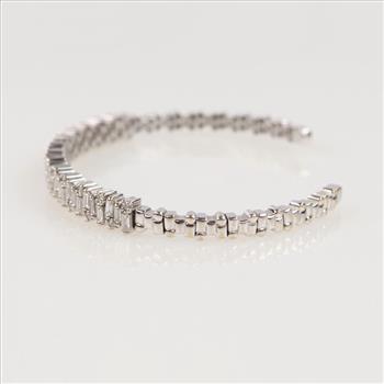 Suzanne Kalan 1.82ctTW Diamond 14kt White Gold Cuff Bracelet-Evaluated By Certified Gemologist-GIA