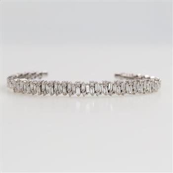 Suzanne Kalan 1.82ctTW Diamond 14kt White Gold Cuff Bracelet-Evaluated By Certified Gemologist-GIA