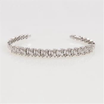 Suzanne Kalan 1.82ctTW Diamond 14kt White Gold Cuff Bracelet-Evaluated By Certified Gemologist-GIA