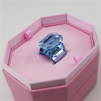 Swarovski Lucent Blue Octagon Cut Crystal Cocktail Ring