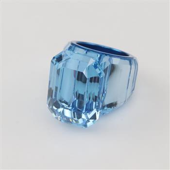 Swarovski Lucent Blue Octagon Cut Crystal Cocktail Ring