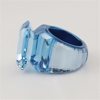 Swarovski Lucent Blue Octagon Cut Crystal Cocktail Ring