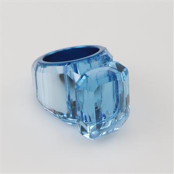 Swarovski Lucent Blue Octagon Cut Crystal Cocktail Ring