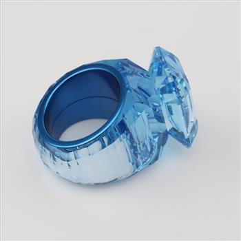 Swarovski Lucent Blue Octagon Cut Crystal Cocktail Ring