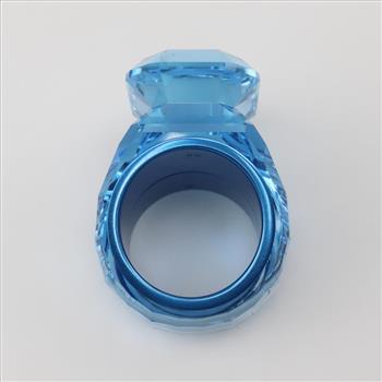 Swarovski Lucent Blue Octagon Cut Crystal Cocktail Ring