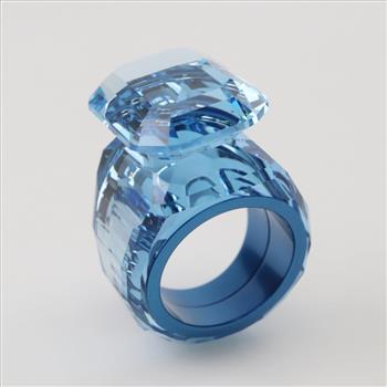 Swarovski Lucent Blue Octagon Cut Crystal Cocktail Ring