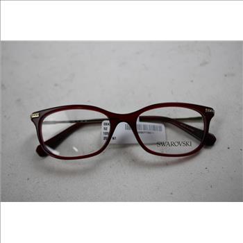 Swarovski Rectangular Transparent Burgundy & Gold Frame With Crystals Eyeglasses