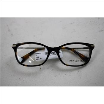 Swarovski Women's Dark Havana & Metal Temples With Crystals Framed Glasses