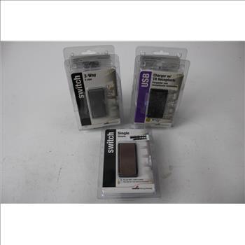 Switch 3-way, USB Chargerw/TR Receptacle, Switch Single, Wallplate