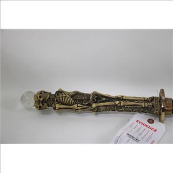 Sword With Black Scabbard And Skeleton Hilt