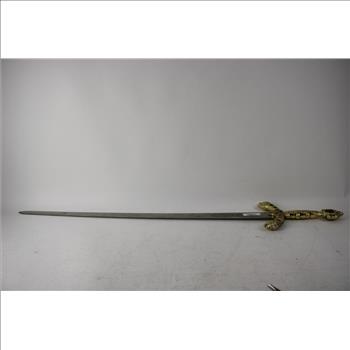 Sword With Gold Toned Detailed Designed Handle