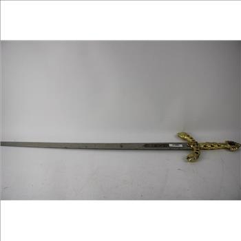 Sword With Gold Toned Detailed Designed Handle