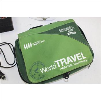 Tack Life Engine Starter With Power Adapter, Security Camera, And Adventure Medical Kits.