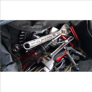 Tape Measure, Adjustable Wrench, And More In Black & Decker Tool Bag