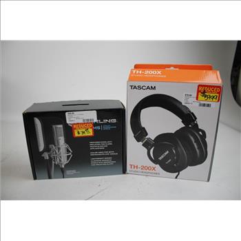 Tascam Studio Headphones, Sterling Utility Microphone Shield, Pro Pop Filter, 3 Pieces