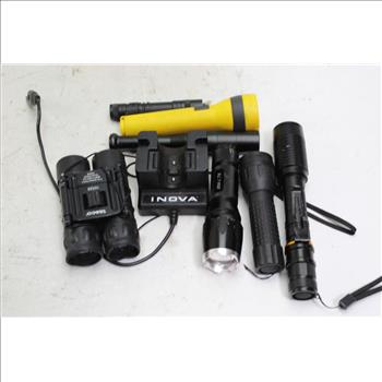 Tasco 10x25 Binoculars And Flashlights