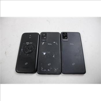 TCL & BLU Cell Phone Lot, 3 Pieces, Sold For Parts