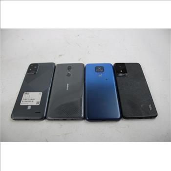 TCL, Motorola, Coolpad, BLU Cell Phone Lot, 4 Pieces, Sold For Parts