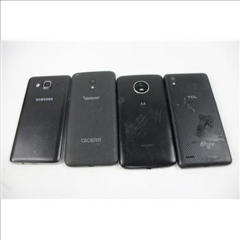 Tcl, Samsung, Alcatel Cell Phone Lot, 4 Pieces, Sold For Parts