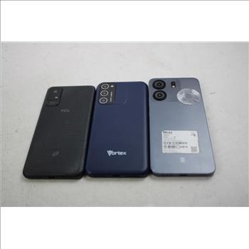 TCL, Vortex, BLU Cell Phone Lot, 3 Pieces, Sold For Parts