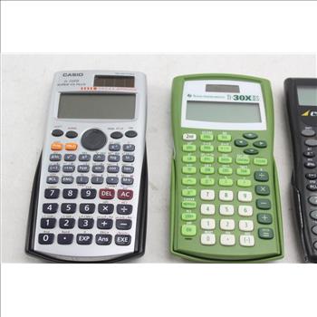 Texas Instruments, Caliber, & Casio Calculators; 4 Pieces