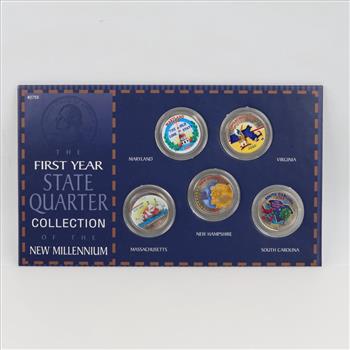 The First Year Statehood Colorized Quarters Of The New Millennium Collection Includes COA, 5 Coins