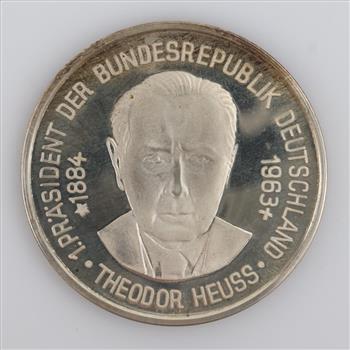 Theodor Heuss 25th Anniversary Federal Republic Of Germany Silver Medal