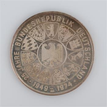 Theodor Heuss 25th Anniversary Federal Republic Of Germany Silver Medal