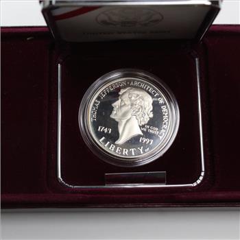 Thomas Jefferson 250th Anniversary Silver Dollar Proof