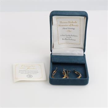 Thomas Kinkade Silver GP Memories Of Beauty Floral Earrings