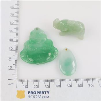 Three Carved Nephrite Jade Pendants