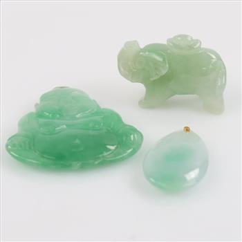 Three Carved Nephrite Jade Pendants