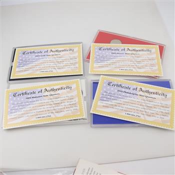Three Statehood Quarter Mint Edition Collection Sets With COA