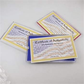 Three Statehood Quarters Mint Edition Collection Sets With COA