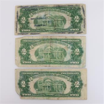 Three US $2 Notes