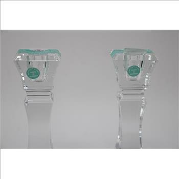 Tiffany And Co Glass Candlesticks, 2 Pieces