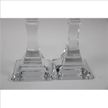 Tiffany And Co Glass Candlesticks, 2 Pieces