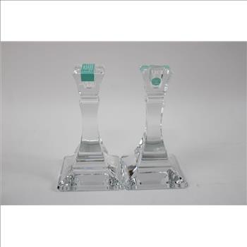 Tiffany And Co Glass Candlesticks, 2 Pieces