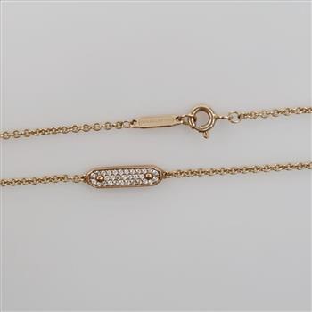 Tiffany & Co. 18kt Gold Bar Chain Link Diamond Necklace