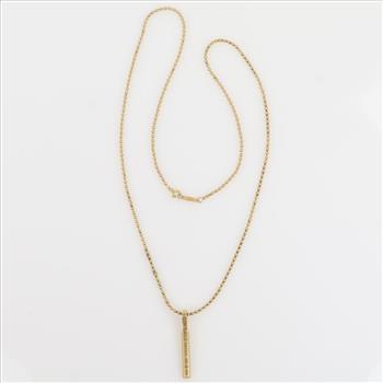 Tiffany & Co. 18kt Gold Markers Bar Pendant Necklace