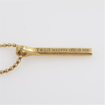 Tiffany & Co. 18kt Gold Markers Bar Pendant Necklace