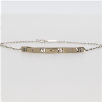 Tiffany & Co. 18kt White Gold Diamond Atlas Bar Pierced Bracelet