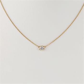 Tiffany & Co .38ctTW Diamond 18kt Gold Pendant Necklace - Evaluated By Certified Gemologist