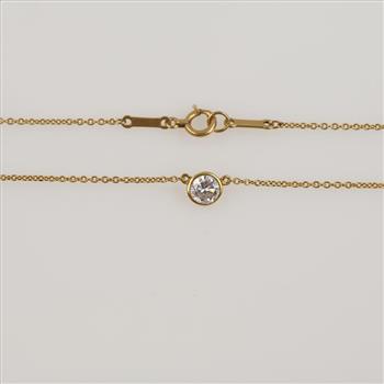 Tiffany & Co .38ctTW Diamond 18kt Gold Pendant Necklace - Evaluated By Certified Gemologist