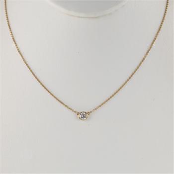 Tiffany & Co .38ctTW Diamond 18kt Gold Pendant Necklace - Evaluated By Certified Gemologist